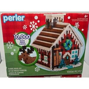 Perler 3D Winter Lodge Gingerbread House Fused Bead Kit 10,000 Beads Christmas